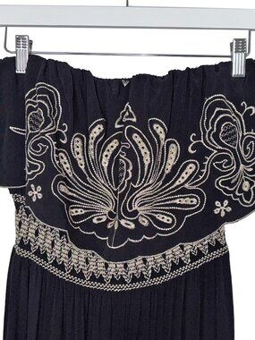 Guess Sira Black & Ivory Embroidered Convertible Strapless Dress - Size S - NWT